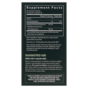 Gaia Herbs Resveratrol 150 50 Vegan Liquid Phyto-Caps 751063996648