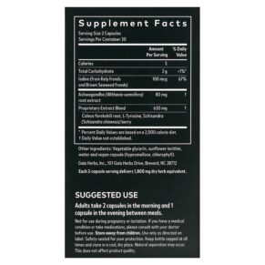 Gaia Herbs Thyroid Support 60 Vegan Liquid Phyto-Caps 751063399906