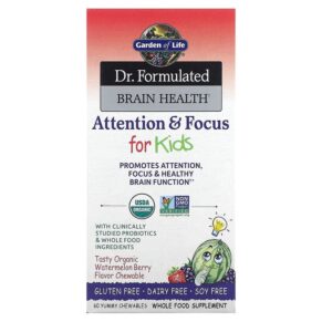 Garden of Life Dr. Formulated Brain Health Attention & Focus for Kids Organic Watermelon Berry 60 Yummy viên 658010120715