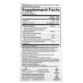 Garden of Life Dr. Formulated Brain Health Memory & Focus for Adults 40+ 60 Vegetarian Tablets 658010120708