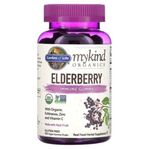 Garden of Life MyKind Organics Elderberry Immune Gummy 120 Vegan Gummy Drops 658010121774