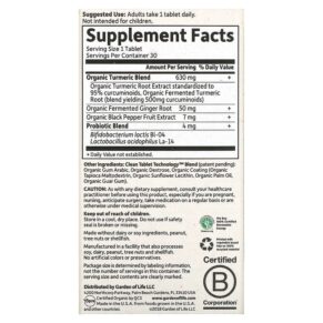 Garden of Life MyKind Organics Maximum Strength Turmeric Joints & Mobility 30 Vegan Tablets 658010121910