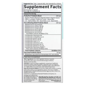 Garden of Life Probiotics Gas & Bloating 50 Billion 30 Vegetarian Capsules 658010131773