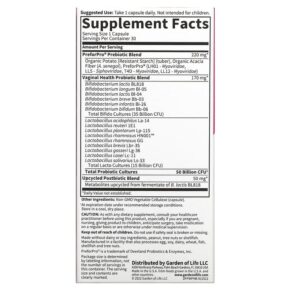 Garden of Life Probiotics Women's pH 50 Billion 30 Vegetarian Capsules 658010131957