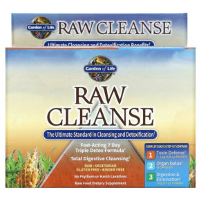 Garden of Life RAW Cleanse The Ultimate Standard in Cleansing & Detoxification 3 Part Program 3 Step Kit 658010114226