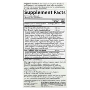 Garden of Life Vitamin Code RAW D3 50 mcg (2.000 IU) 120 Vegetarian Capsules 658010116565