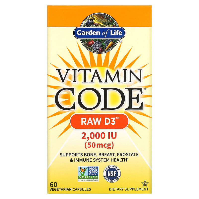 Garden of Life Vitamin Code RAW D3 50 mcg (2.000 IU) 60 Vegetarian Capsules 1 Garden of Life Vitamin Code RAW D3 50 mcg (2.000 IU) 60 viên 658010114134