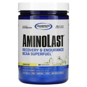 Gaspari Nutrition Aminolast Recovery & Endurance BCAA Superfuel Lemon Ice 14.8 oz (420 g) 646511008410