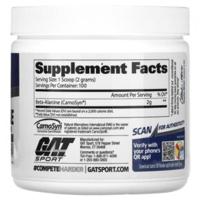 GAT Beta Alanine Unflavored 7.1 oz (200 g) 859613220035