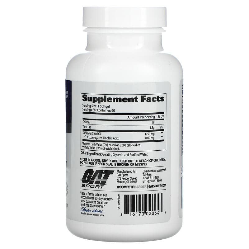 GAT CLA 1250 90 Softgels 8 Thành phần vi chất GAT CLA 1250 90 viên 816170020645