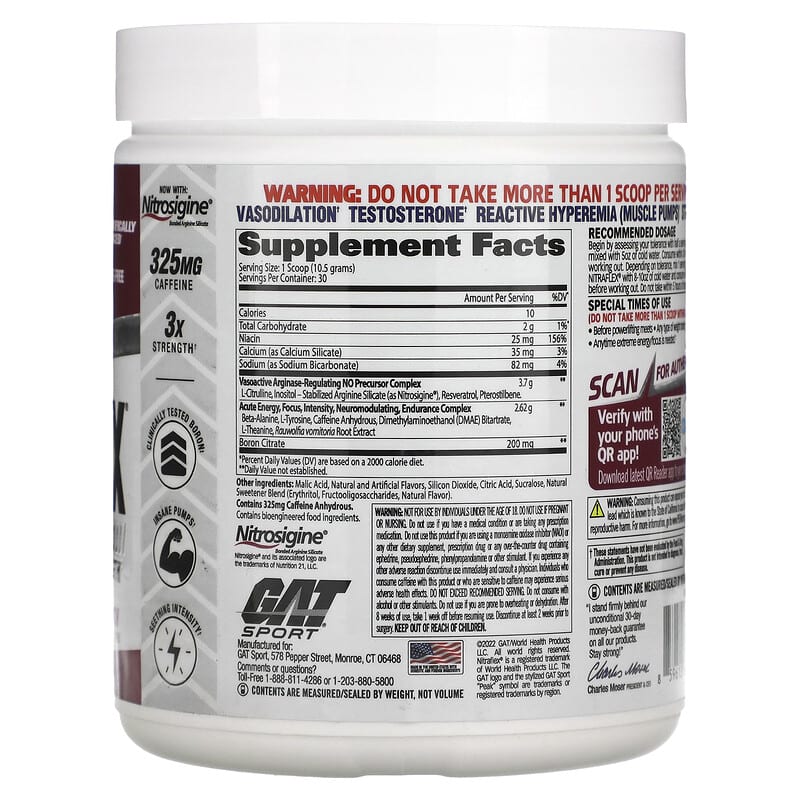GAT Sport NITRAFLEX Fruit Punch 11.1 oz (315 g) 8 Thành phần vi chất GAT Sport NITRAFLEX Fruit Punch 11.1 oz (315 g) 859613648907