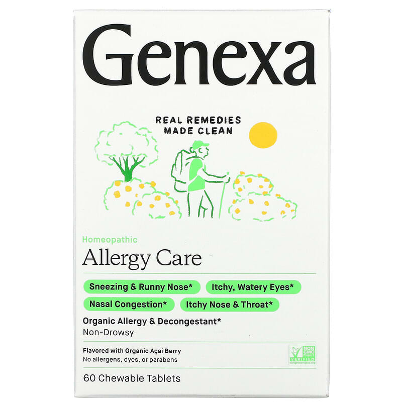 Genexa LLC Allergy Care Organic Allergy & Decongestant Organic Acai Berry 60 Chewable Tablets 1 Genexa LLC Allergy Care Organic Allergy & Decongestant Organic Acai Berry 60 viên 857630006052