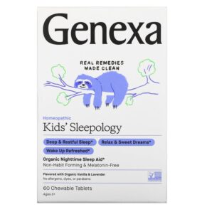 Genexa LLC Kids' Sleepology Organic Nighttime Sleep Aid Ages 3+ Vanilla & Lavender 60 viên 857630006199