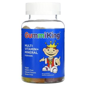 GummiKing Multi-Vitamin + Mineral for Kids Strawberry Orange Lemon Grape Cherry & Grapefruit 60 viên 835776000684
