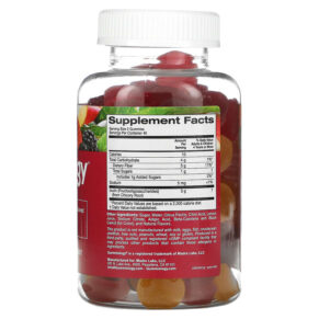 Gummiology Fiber Gummies Natural Peach Strawberry & Blackberry Flavors 90 Gummies 898220014828