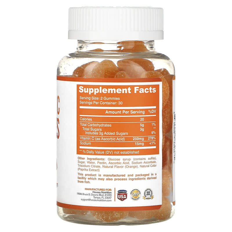 Havasu Nutrition Vitamin C Gummies Daily Immune Support 60 Gummies 8 Thành phần vi chất Havasu Nutrition Vitamin C Daily Immune Support 60 viên 850008464355