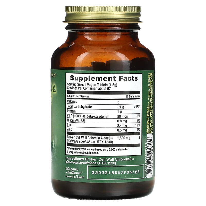 HealthForce Superfoods Chlorella Manna 400 VeganTabs 8 Thành phần vi chất HealthForce Superfoods Chlorella Manna 400 viên 650786000734