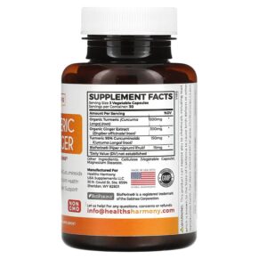 Healths Harmony Turmeric & Ginger with Bioperine 90 Capsules 646648875671