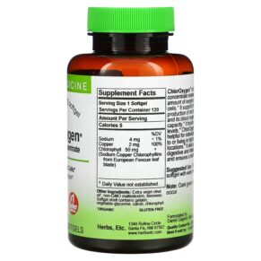 Herbs Etc. ChlorOxygen Chlorophyll Concentrate 120 Fast-Acting Softgels 765704519219