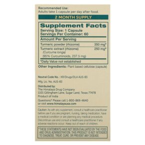 Himalaya Turmeric 95 with Curcumin 60 Vegetarian Capsules 605069425018