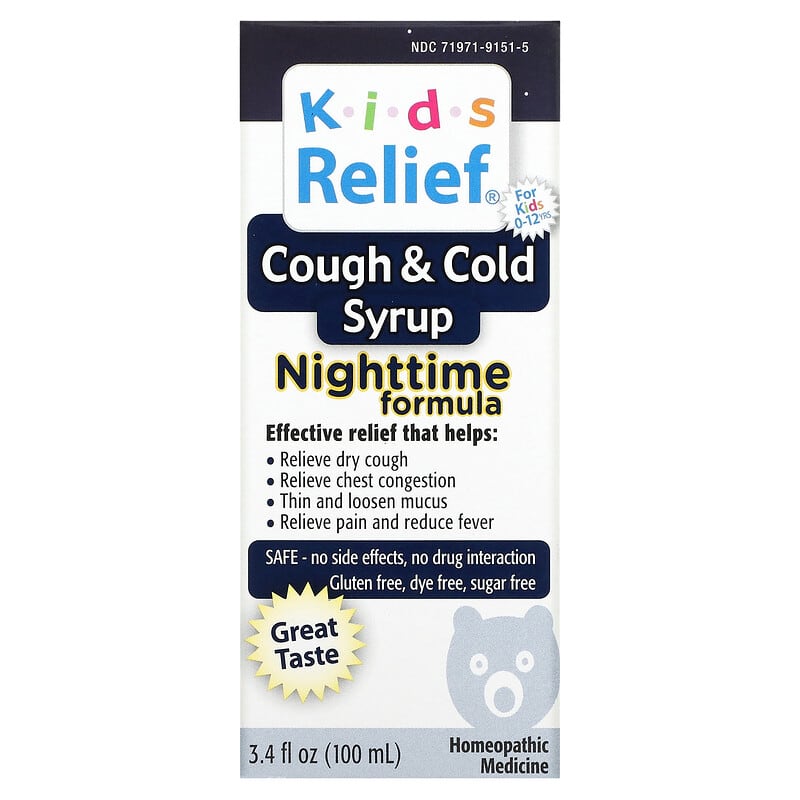 Homeolab USA Kids Relief Cough & Cold Syrup Nighttime Formula For Kids 0-12 Yrs 3.4 fl oz (100 ml) 1 Homeolab USA Kids Relief Cough & Cold Syrup Nighttime Formula For Kids 0-12 Yrs 3.4 fl oz (100 ml) 778159107603