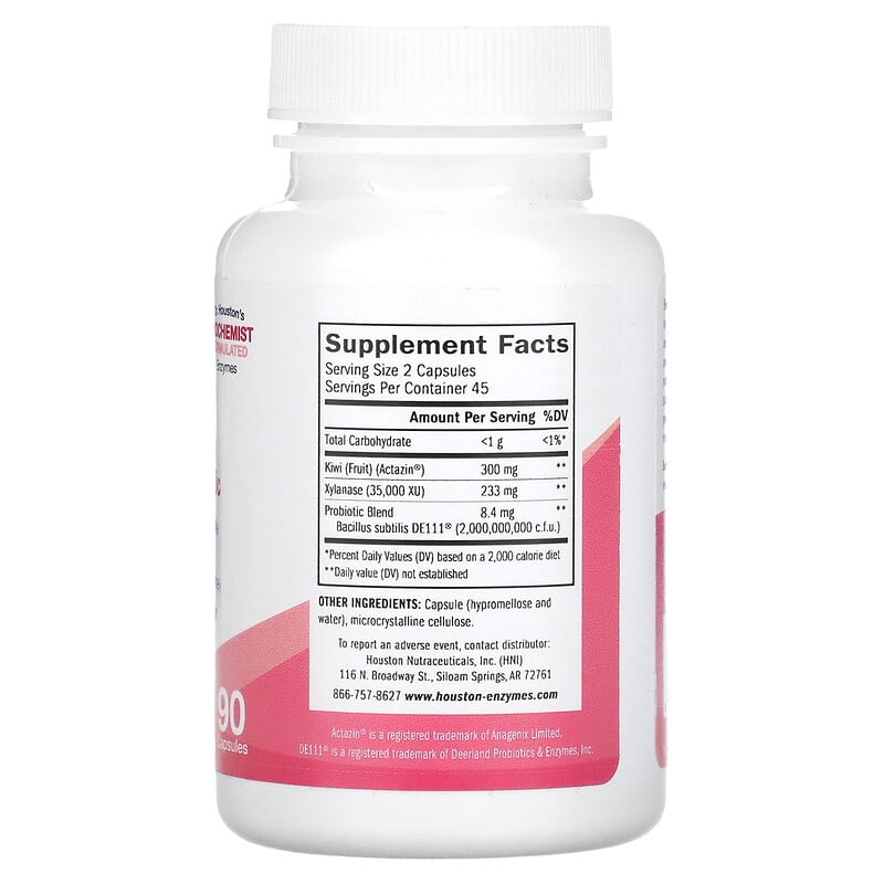 Houston Enzymes Biomuve Enzyme + Probiotic 90 Capsules 8 Thành phần vi chất Houston Enzymes Biomuve Enzyme + Probiotic 90 viên 898631000441
