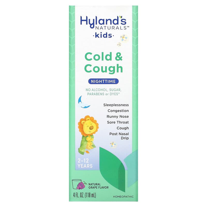 Hyland's Kids Cold & Cough Nighttime Ages 2-12 Natural Grape 4 fl oz (118 ml) 1 Hyland's Kids Cold & Cough Nighttime Ages 2-12 Natural Grape 4 fl oz (118 ml) 354973337718