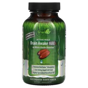 Irwin Naturals Brain Awake Max 3 + Nitric Oxide Booster 60 viên 840081402870