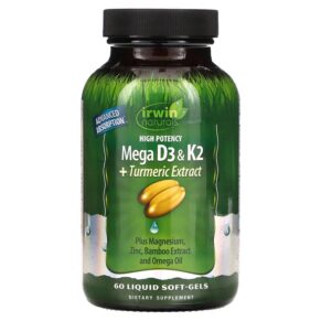 Irwin Naturals High Potency Mega D3 & K2 + Turmeric Extract 60 viên 710363592011