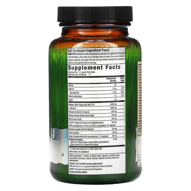 Irwin Naturals Testosterone Mega-Boost RED 68 Liquid Soft-Gels 8 Thành phần vi chất Irwin Naturals Testosterone Mega-Boost RED 68 viên 710363594404