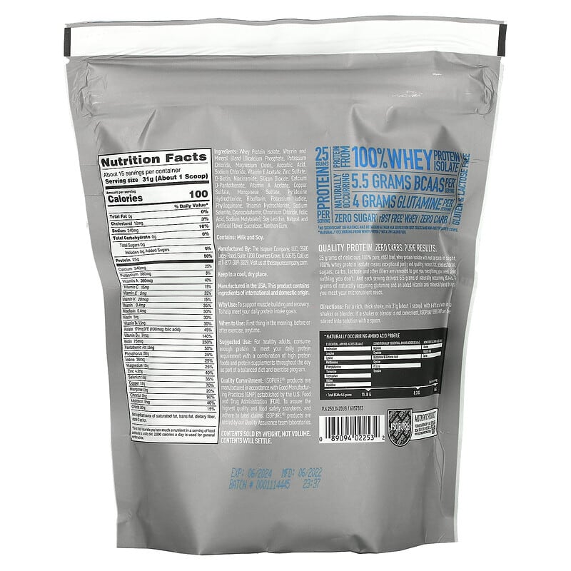 Isopure Zero Carb Protein Powder Creamy Vanilla 1 lb (454 g) 8 Thành phần vi chất Isopure Zero Carb Protein Powder Creamy Vanilla 1 lb (454 g) 089094022532