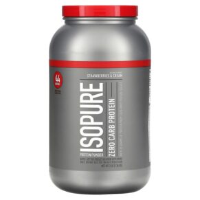 Isopure Zero Carb Protein Powder Strawberries & Cream 3 lb (1.36 kg) 089094021191
