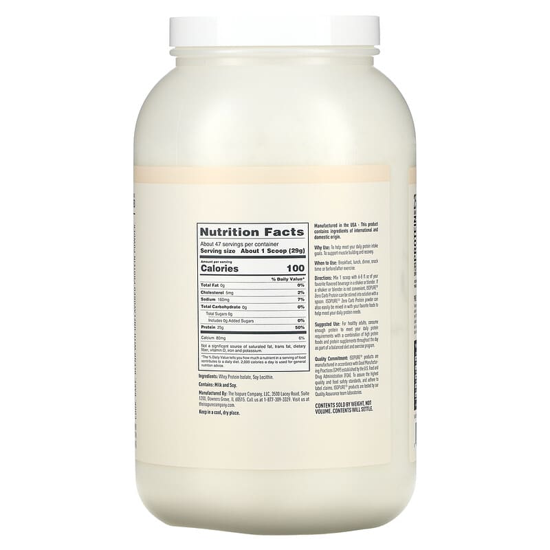 Isopure Zero Carb Protein Powder Unflavored 3 lb (1.36 kg) 8 Thành phần vi chất Isopure Zero Carb Protein Powder Unflavored 3 lb (1.36 kg) 089094022457
