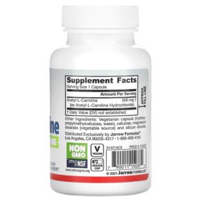 Jarrow Formulas Acetyl L-Carnitine 500 mg 60 Veggie Caps 790011150374