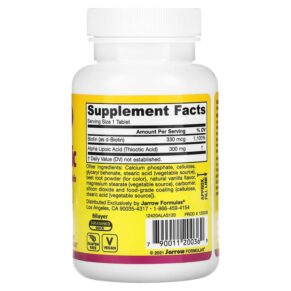 Jarrow Formulas Alpha Lipoic Sustain with Biotin 120 Tablets 790011200369