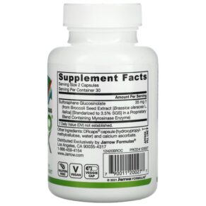 Jarrow Formulas BroccoMax Myrosinase Activated SGS 60 Delayed Release Veggie Caps 790011200277