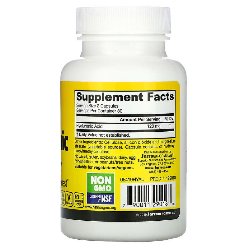 Jarrow Formulas Hyaluronic Acid 60 Veggie Caps 8 Thành phần vi chất Jarrow Formulas Hyaluronic Acid 60 viên 790011290186