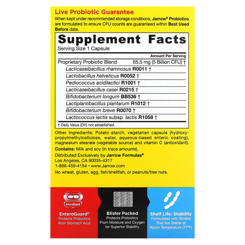 Jarrow Formulas Jarro-Dophilus EPS Digestive Probiotic 5 Billion CFU 30 Enteroguard Veggie Caps 8 Thành phần vi chất Jarrow Formulas Jarro-Dophilus EPS Digestive Probiotic 5 Billion CFU 30 viên 790011037071