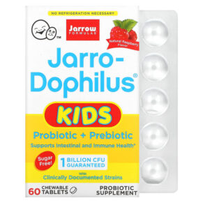 Jarrow Formulas Jarro-Dophilus Kids Probiotic + Prebiotic Sugar Free Natural Raspberry 1 Billion CFU 60 viên 790011030690