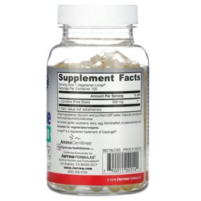 Jarrow Formulas L-Carnitine 500 500 mg 100 Veggie Licaps 790011020141