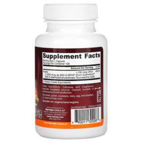 Jarrow Formulas Methyl Folate 1.000 mcg 100 Veggie Caps 790011300083