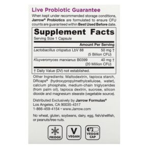 Jarrow Formulas Probiotic Yeast Support Women’s Probiotic 5 Billion CFU 30 Delayed Release Veggie Caps 790011030652