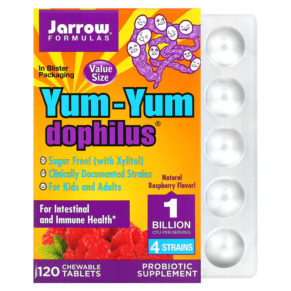 Jarrow Formulas Yum-Yum Dophilus Sugar-Free Natural Raspberry 120 viên 790011320050