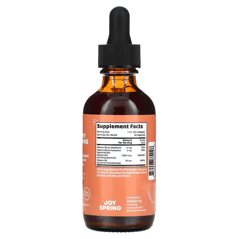 JoySpring Burst B12 2 fl oz (60 ml) 8 Thành phần vi chất JoySpring Burst B12 2 fl oz (60 ml) 850008889028