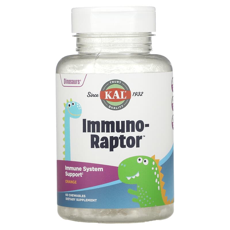 KAL Dinosaurs Immuno-Raptor Orange 60 Chewables 1 KAL Dinosaurs Immuno-Raptor Orange 60 viên 021245808244