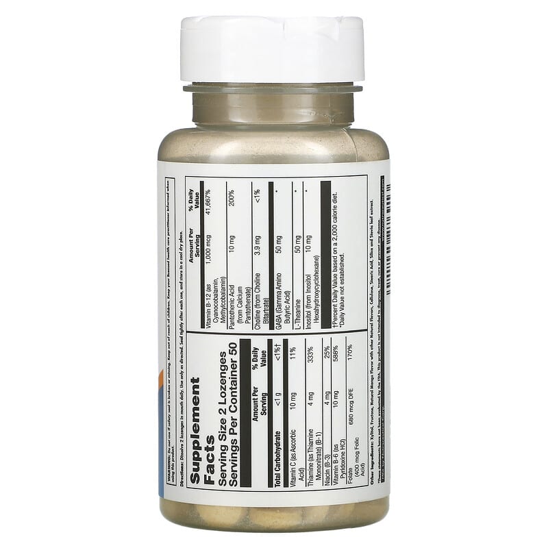 KAL GABA L-Theanine Stress B Mango Tangerine 100 Lozenges 8 Thành phần vi chất KAL GABA L-Theanine Stress B Mango Tangerine 100 viên 021245276913