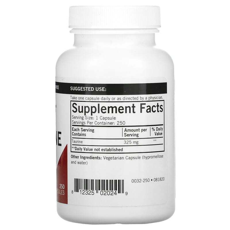 Kirkman Labs L-Taurine 325 mg 250 Capsules 8 Thành phần vi chất Kirkman Labs L-Taurine 325 mg 250 viên 812325020249