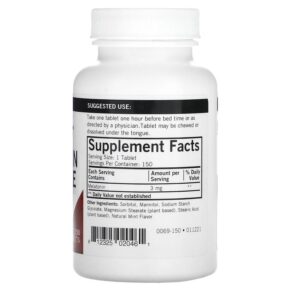 Kirkman Labs Melatonin Chewable 3 mg 150 Tablets 812325020461