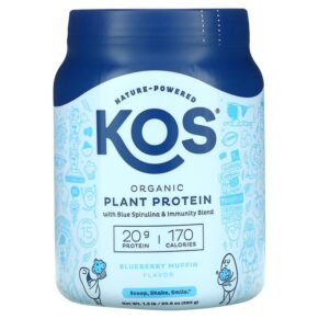 KOS Organic Plant Based Protein + Blue Spirulina + Immunity Blend Blueberry Muffin 1.3 lb (585 g) 850015510649