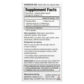 Kyolic Kyo-Dophilus Fifty+ Probiotic 6 Billion CFU 30 Vegetarian Capsules 023542620437